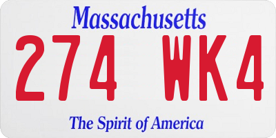 MA license plate 274WK4