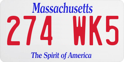 MA license plate 274WK5