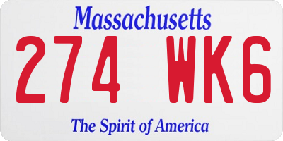 MA license plate 274WK6
