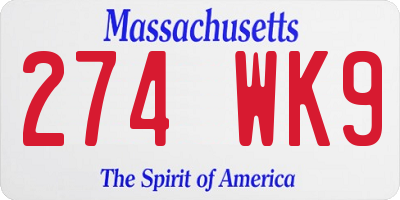MA license plate 274WK9