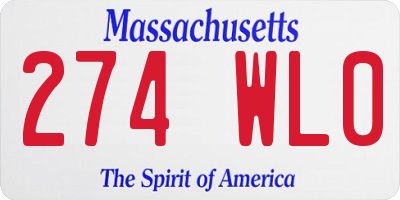 MA license plate 274WL0