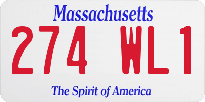 MA license plate 274WL1
