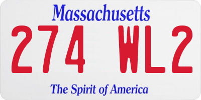 MA license plate 274WL2