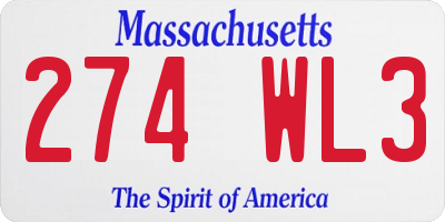 MA license plate 274WL3