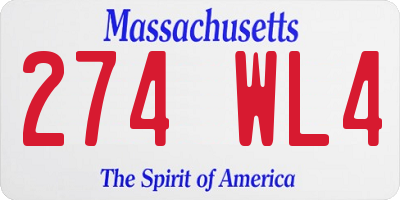 MA license plate 274WL4