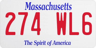 MA license plate 274WL6