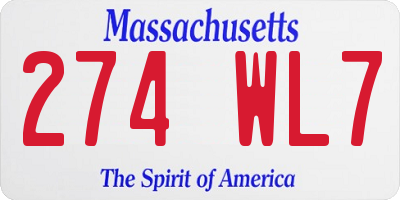 MA license plate 274WL7