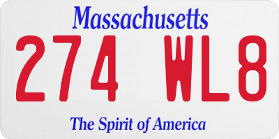 MA license plate 274WL8