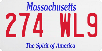 MA license plate 274WL9
