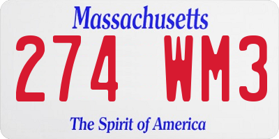 MA license plate 274WM3