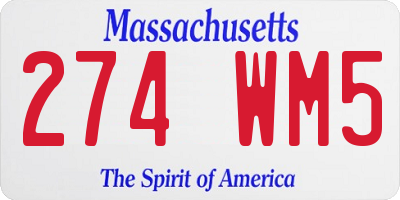 MA license plate 274WM5