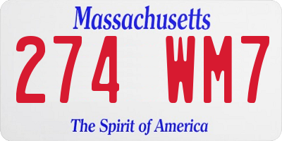 MA license plate 274WM7