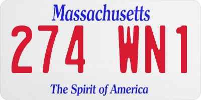 MA license plate 274WN1
