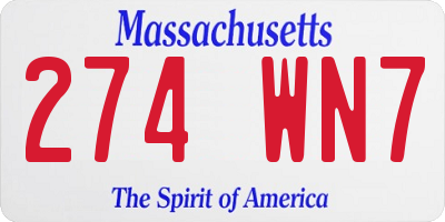 MA license plate 274WN7