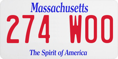 MA license plate 274WO0