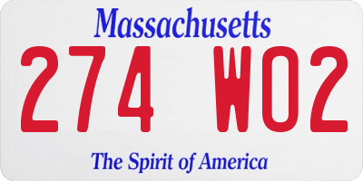 MA license plate 274WO2