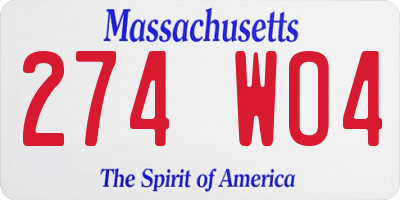 MA license plate 274WO4