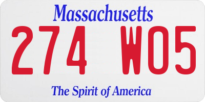 MA license plate 274WO5