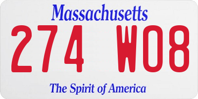 MA license plate 274WO8