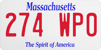 MA license plate 274WP0