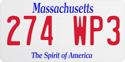 MA license plate 274WP3