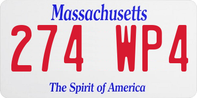MA license plate 274WP4
