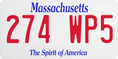 MA license plate 274WP5