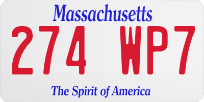 MA license plate 274WP7