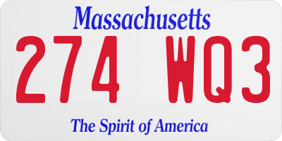 MA license plate 274WQ3