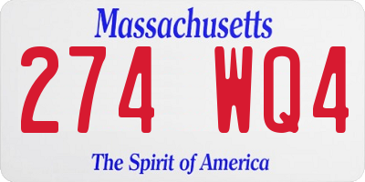 MA license plate 274WQ4