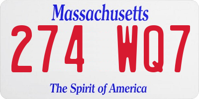 MA license plate 274WQ7
