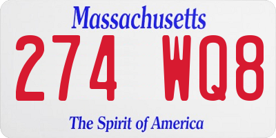 MA license plate 274WQ8