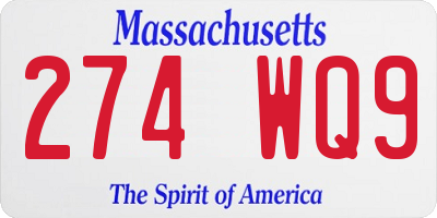 MA license plate 274WQ9