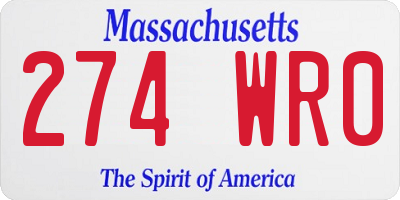 MA license plate 274WR0