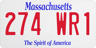 MA license plate 274WR1