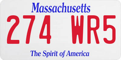 MA license plate 274WR5