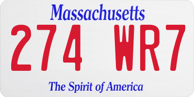 MA license plate 274WR7