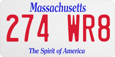 MA license plate 274WR8