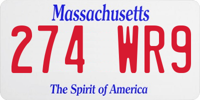 MA license plate 274WR9