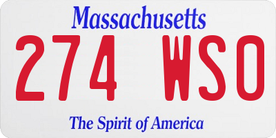 MA license plate 274WS0