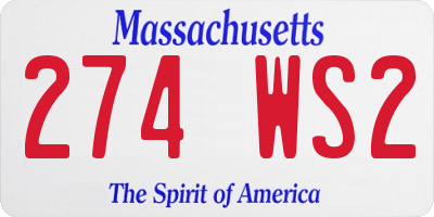 MA license plate 274WS2
