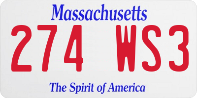 MA license plate 274WS3