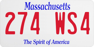 MA license plate 274WS4
