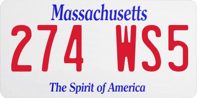MA license plate 274WS5