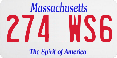 MA license plate 274WS6