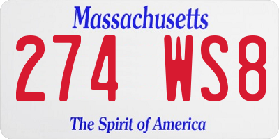 MA license plate 274WS8