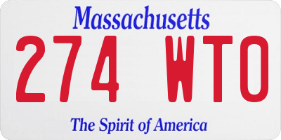 MA license plate 274WT0