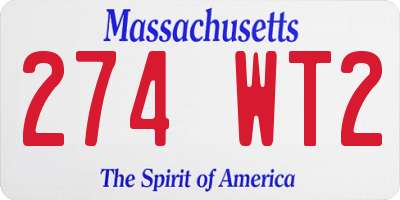 MA license plate 274WT2