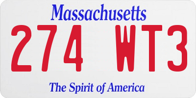 MA license plate 274WT3
