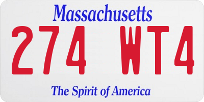 MA license plate 274WT4